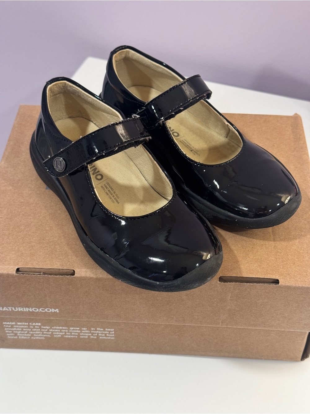 Naturino Catania Black Patent Leather Mary Jane Shoes for Kids